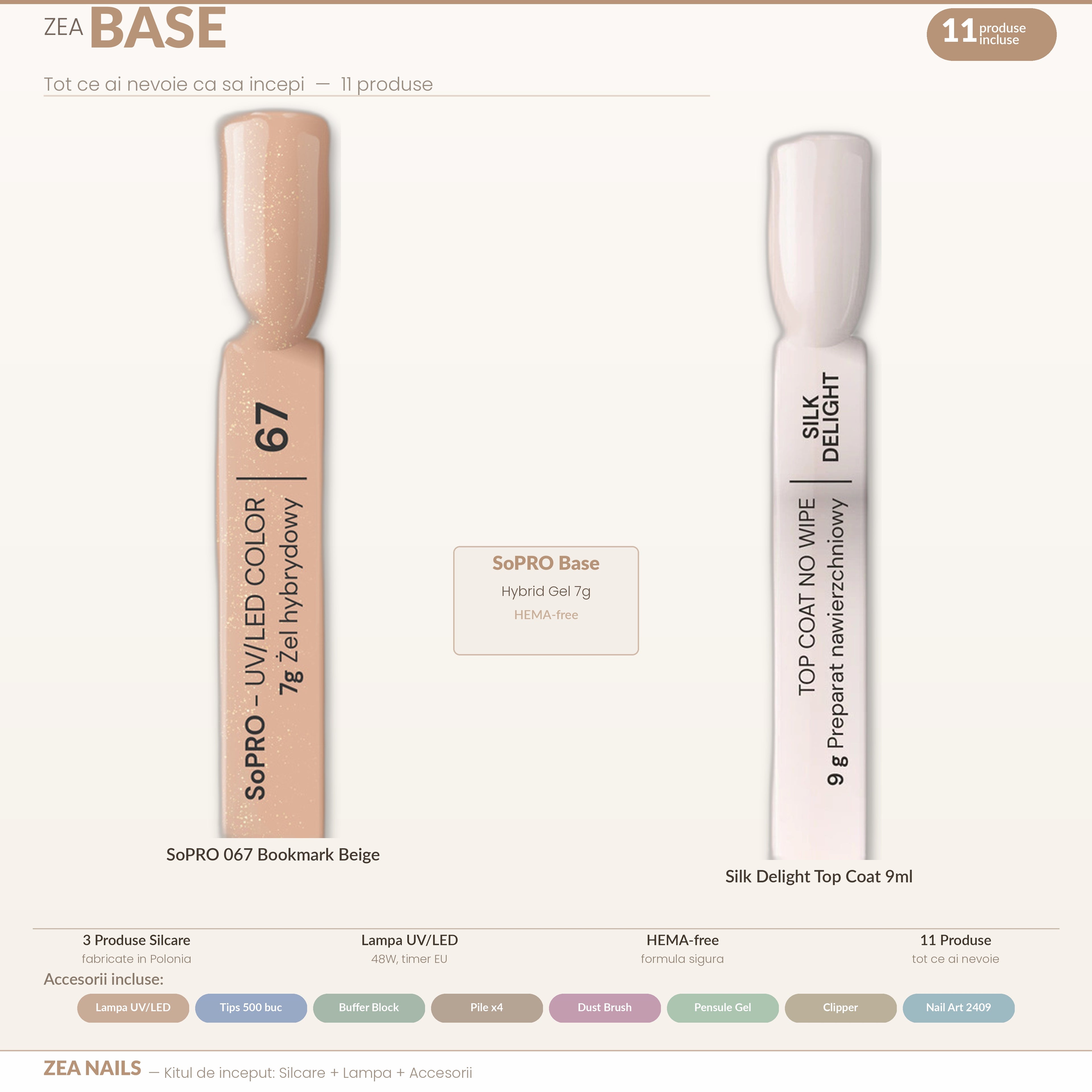 ZEA BASE — Kit complet gel unghii acasa, hero bundle