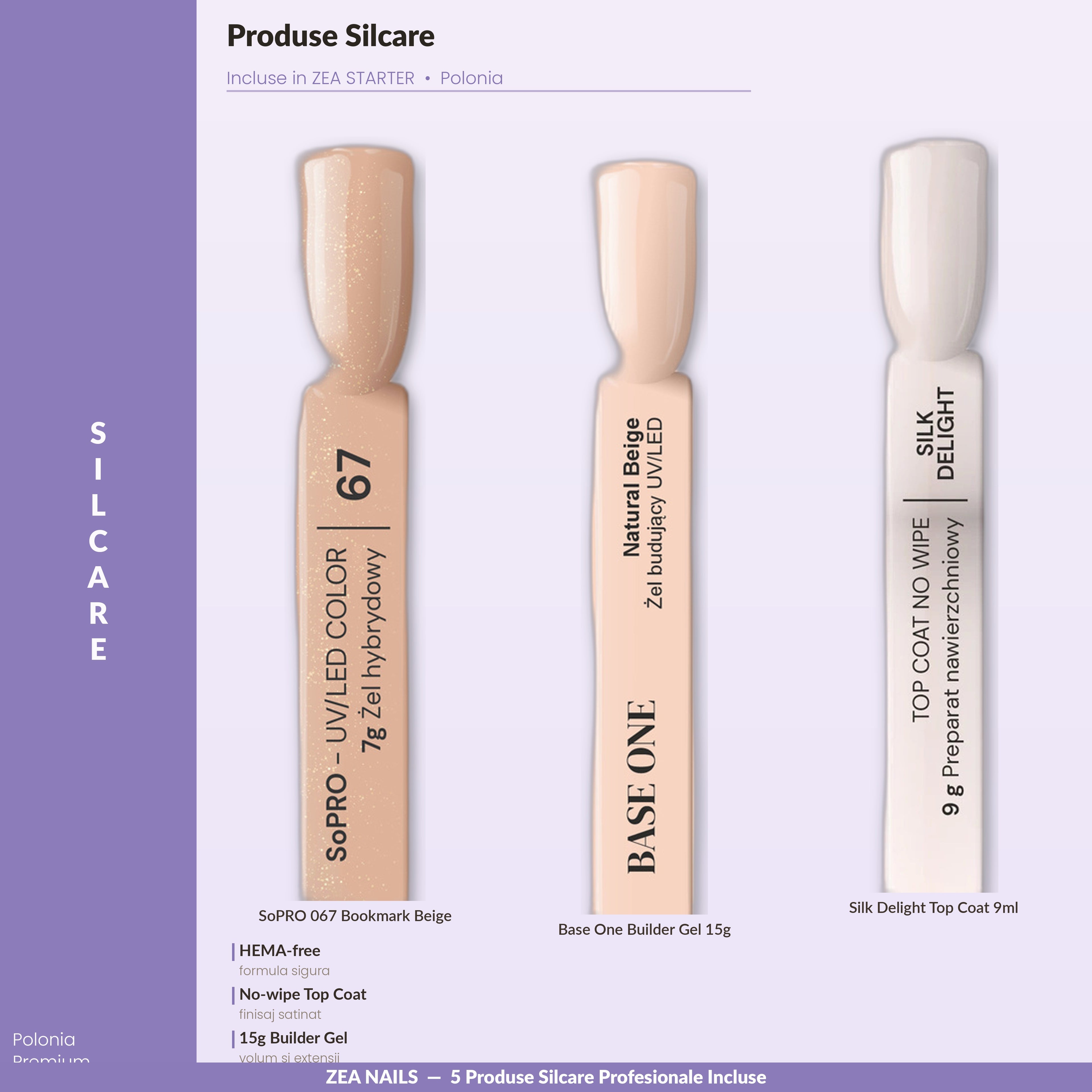 Produse Silcare incluse in ZEA STARTER — fabricate in Polonia, HEMA-free