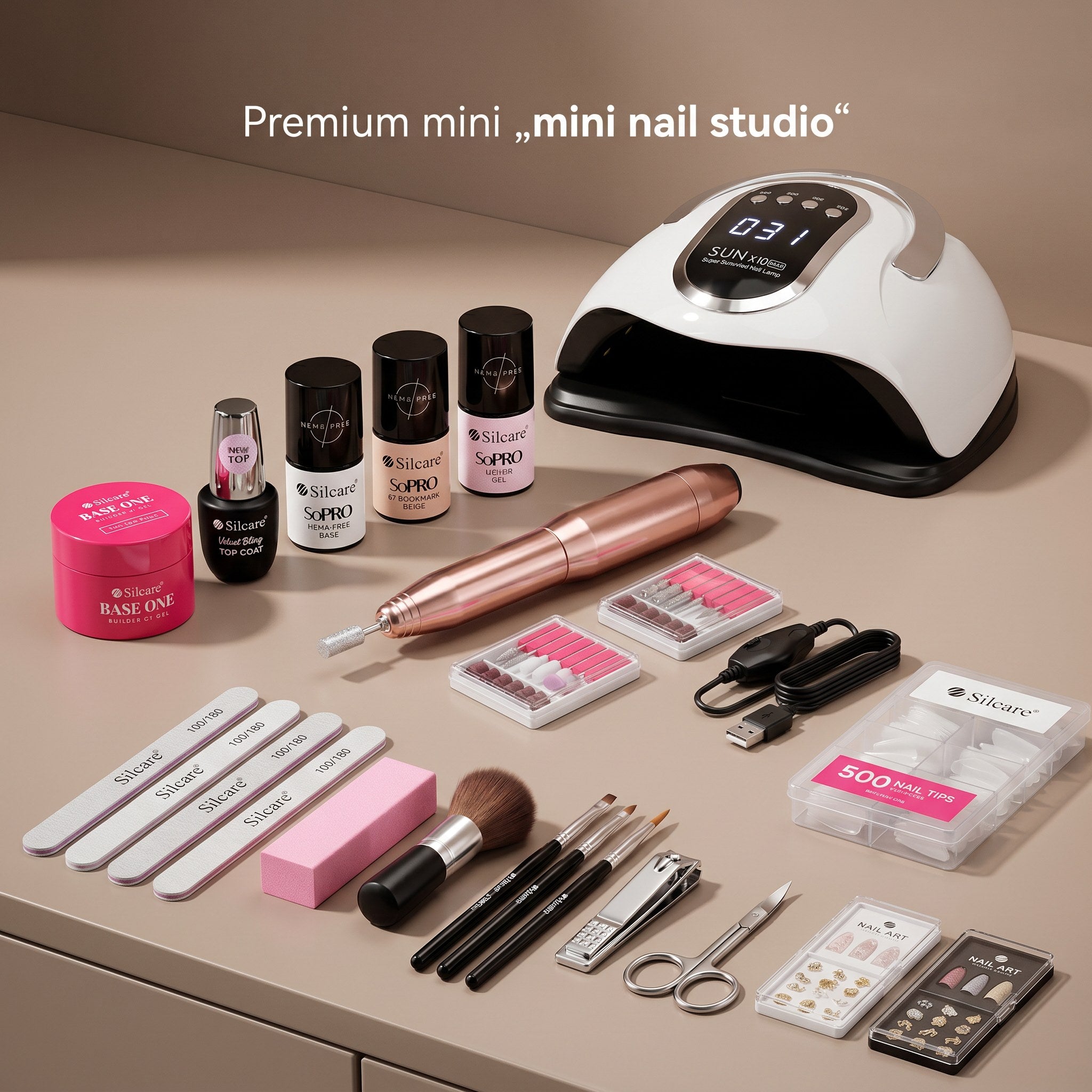 ZEA PRO Kit - kit premium unghii gel cu pilă electrică